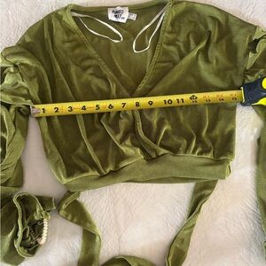 Princess Polly Olive Green Wrap Crop Top